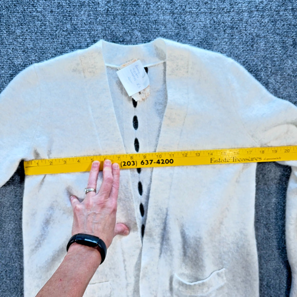 Banana Republic Wool Alpaca Blend Open Front Cardigan Sweater XS White Pockets - Picture 8 of 9